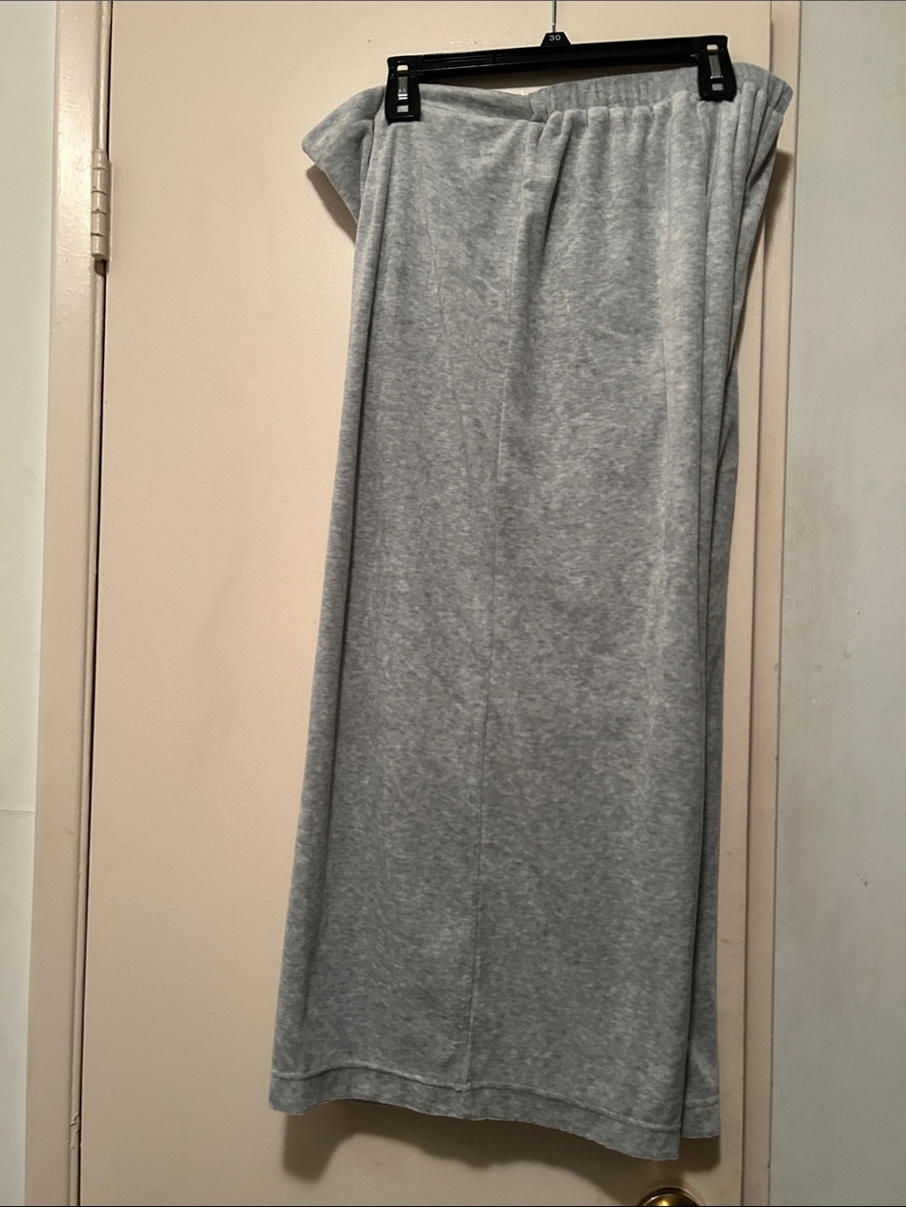 Vintage Casual Grey Plush Capri Pants with Elastic Waist